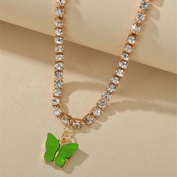 🦋 Butterfly Rhinestone Blinged-out Tennis Necklace 🦋 - Picture 1 of 3